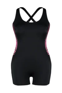 Trendyol Curve Black Cowl Neck Color Bloklu OF shorts Plus Size Swimsuit - Image 7