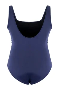 Trendyol Curve Navy Blue Square Neck Shirred Plus Size Swimsuit - Image 6