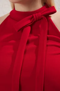 Trendyol Curve Red Barbell Collar Binding Detailed Knitting Plus Size Blouse - Image 3