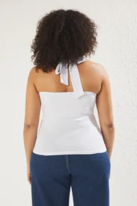Trendyol Curve WHITE single jersey Barbell Neck Knitting Plus Size Blouse - Image 5