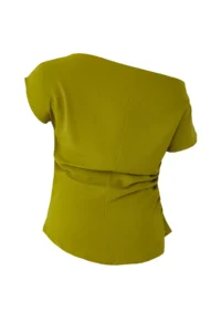 Trendyol Curve Oil Green Crepe Weaving Zippered Plus Size Blouse - Image 7