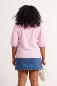 Trendyol Curve Pink seersucker Weaving Plus Size Blouse - Image 3