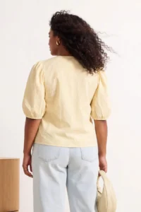 Trendyol Curve Yellow seersucker Weaving Plus Size Blouse - Image 3