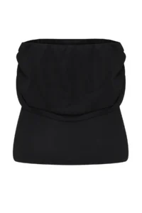 Trendyol Curve Black Carmen Collar Tulle Knitting Plus Size Blouse - Image 8