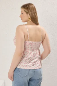 Trendyol Curve Multicolored Sleeveless flower patterned Knitting Plus Size Blouse - Image 4