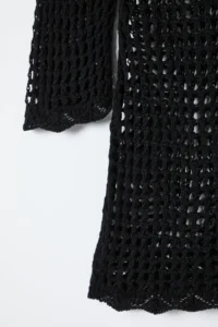 Trendyol Curve Black Boat Neck Mini Knitwear Beach Dress - Image 8
