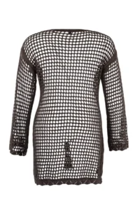Trendyol Curve Brown Boat Neck Mini Knitwear Beach Dress - Image 6