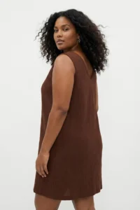 Trendyol Curve beachwear Brown Bow Detail crinkle textured Material Dress - Image 3