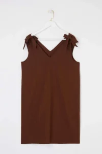 Trendyol Curve beachwear Brown Bow Detail crinkle textured Material Dress - Image 4