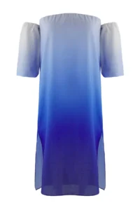 Trendyol Curve Mavi 100% Cotton Color Transitional beachwear Plus Size Dress - Image 5