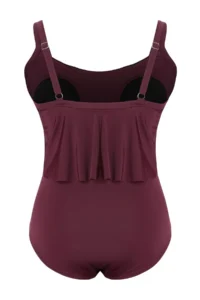 Trendyol Curve Plum Ruffle Detailed Round Neck Sleeveless Plus Size Swimsuit - Image 6