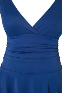 Trendyol Curve Navy Blue Deep V-neck Drawstring Strap Detailed Skirt Plus Size Swimsuit - Image 5