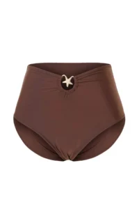 Trendyol Curve Brown High Waist Accessory Detailed Plus Size Bikini Bottom - Image 5