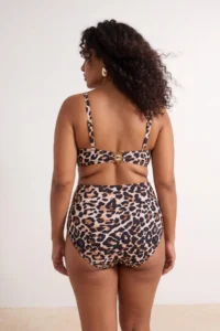 Trendyol Curve Leopard Patterned High Waist Accessory Detailed Plus Size Bikini Bottom - Image 3