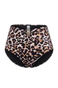 Trendyol Curve Leopard Patterned High Waist Accessory Detailed Plus Size Bikini Bottom - Image 4