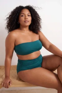 Trendyol Curve Petrol Waist Gathering Detailed High Waist Plus Size Bikini Bottom - Image 2