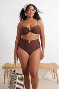 Trendyol Curve Brown Strapless Premium with accessories MIX&Match Bikini Top - Image 3