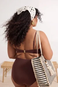 Trendyol Curve Brown Strapless Premium with accessories MIX&Match Bikini Top - Image 4