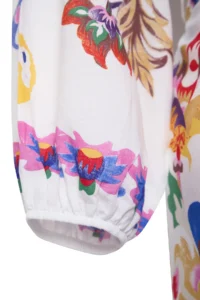 Trendyol Curve Multicolored flower patterned Belted Mini Weaving Balloon Kollu 100% Cotton Kimono&Kaftan - Image 7