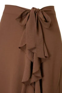 Trendyol Curve Brown Skirt Ucu Frilly LONG Plus Size Pareo - Image 4