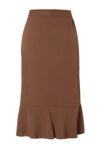 Trendyol Curve Brown Skirt Ucu Frilly LONG Plus Size Pareo - Image 5