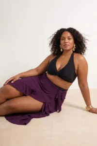 Trendyol Curve Plum Skirt Ucu Frilly LONG Plus Size Pareo - Image 2