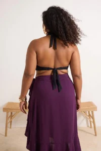 Trendyol Curve Plum Skirt Ucu Frilly LONG Plus Size Pareo - Image 3