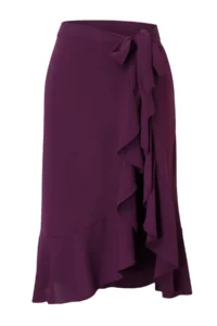 Trendyol Curve Plum Skirt Ucu Frilly LONG Plus Size Pareo - Image 4
