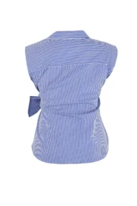 Trendyol Curve Mavi Striped Double breasted Binding Detailed Weaving Plus Size Blouse - Image 6