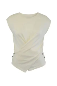 Trendyol Curve Ecru Cotton Cross Detailed Thin Summer Knitwear Blouse - Image 4