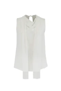 Trendyol Curve Ecru Satin Tasseled Shawl Detailed Sleeveless Weaving Plus Size Blouse - Image 7