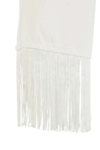 Trendyol Curve Ecru Satin Tasseled Shawl Detailed Sleeveless Weaving Plus Size Blouse - Image 8