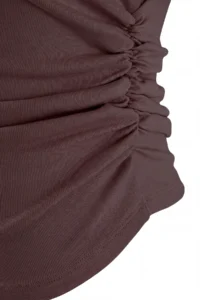 Trendyol Curve Brown Viscose Rib Side Shirred Knitting Plus Size Blouse - Image 5