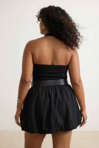Trendyol Curve Black Viscose Rib Accessory Detailed Knitting Plus Size Blouse - Image 4