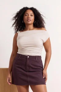 Trendyol Curve Stone Asymmetric Yaka Detailed Sandy Knitting Plus Size Blouse - Image 2
