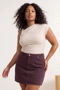 Trendyol Curve Stone Asymmetric Yaka Detailed Sandy Knitting Plus Size Blouse - Image 3