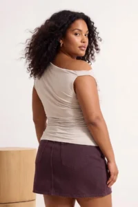 Trendyol Curve Stone Asymmetric Yaka Detailed Sandy Knitting Plus Size Blouse - Image 4