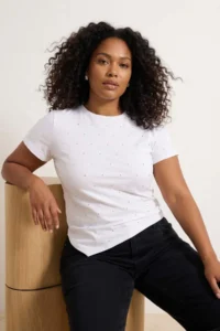 Trendyol Curve WHITE WHITE Rocky Asymmetric Fitted Knitting T-Shirt
