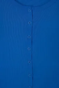 Trendyol Curve Mavi buttoned Rib Knitting Plus Size Blouse - Image 4