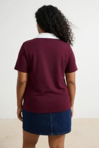 Trendyol Curve Plum Shirt Collar Detailed Flexible Knitting Plus Size Blouse - Image 3
