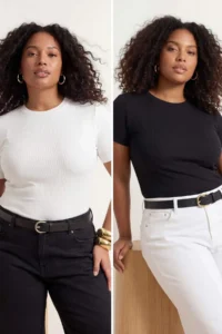 Trendyol Curve Black-Ecru 2 Sets Paket Lycra Combed cotton single jersey Knitting Plus Size Blouse