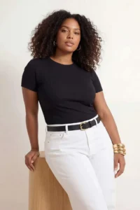 Trendyol Curve Black-Ecru 2 Sets Paket Lycra Combed cotton single jersey Knitting Plus Size Blouse - Image 2
