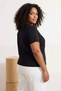 Trendyol Curve Black-Ecru 2 Sets Paket Lycra Combed cotton single jersey Knitting Plus Size Blouse - Image 3
