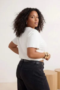 Trendyol Curve Black-Ecru 2 Sets Paket Lycra Combed cotton single jersey Knitting Plus Size Blouse - Image 4