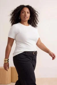 Trendyol Curve Black-Ecru 2 Sets Paket Lycra Combed cotton single jersey Knitting Plus Size Blouse - Image 6