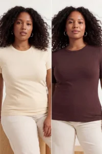 Trendyol Curve Brown-BEIGE 2 Sets Paket Lycra Combed cotton single jersey Knitting Plus Size Blouse