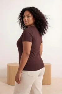 Trendyol Curve Brown-BEIGE 2 Sets Paket Lycra Combed cotton single jersey Knitting Plus Size Blouse - Image 6