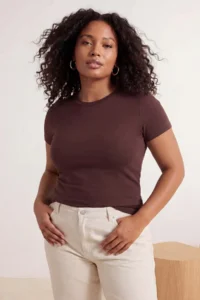 Trendyol Curve Brown-BEIGE 2 Sets Paket Lycra Combed cotton single jersey Knitting Plus Size Blouse - Image 7