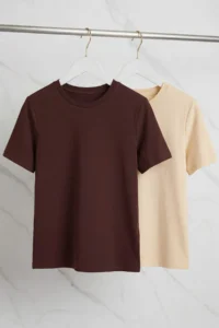 Trendyol Curve Brown-BEIGE 2 Sets Paket Lycra Combed cotton single jersey Knitting Plus Size Blouse - Image 8