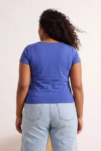 Trendyol Curve Saks Blue Soft Soft Material Knitting Plus Size Blouse - Image 3